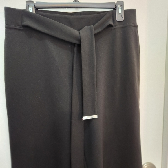 Calvinklein wide leg pointe cropped pants belted sz M logo work wear - Picture 6 of 9